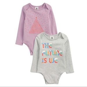 NEW STEM Baby Toddlers The Future Is We 2-pack Organic Cotton Onesie Bodysuits